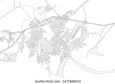 Minatitlán, Veracruz, Mexico, bright outlined vector map with bigger and minor roads and steets created for infographic backgrounds.