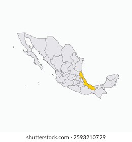 Veracruz Region highlighted on Mexico map