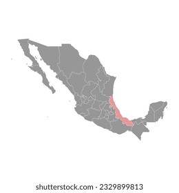 Mapa estatal de Veracruz, división administrativa del país de México. Ilustración vectorial.