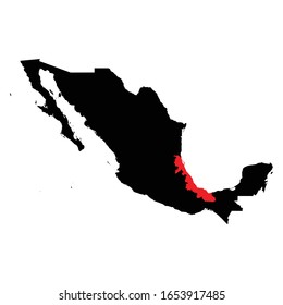 Veracruz states highlighted on Mexico map Vector EPS 10