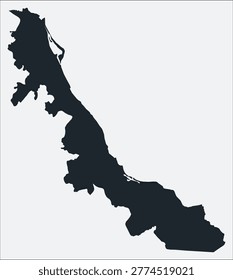 Veracruz-Llave, MX, Mexico map. Just a simple border map. Shape of the region. Plain boundary outline. Vector illustration.
