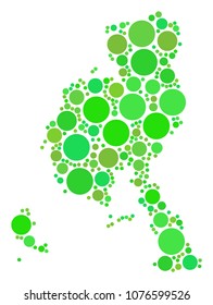 Veraguas Province Map collage of randomized filled circles in various sizes and ecological green shades. Vector small spheres are grouped into veraguas province map illustration.