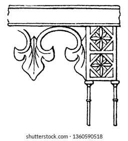 The veranda may have an apron in the front formed of cast iron ornaments screwed to the side of gutter or the upper part of the iron props which support. It is more designed vintage line drawing