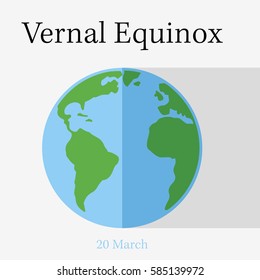 Veranl equinox day. Flat vector stock illustration.
