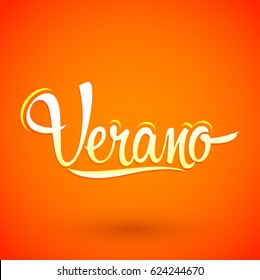 Verano, Summer spanish text, vector lettering design