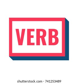 Verb. Badge icon. Flat vector illustration on white background.