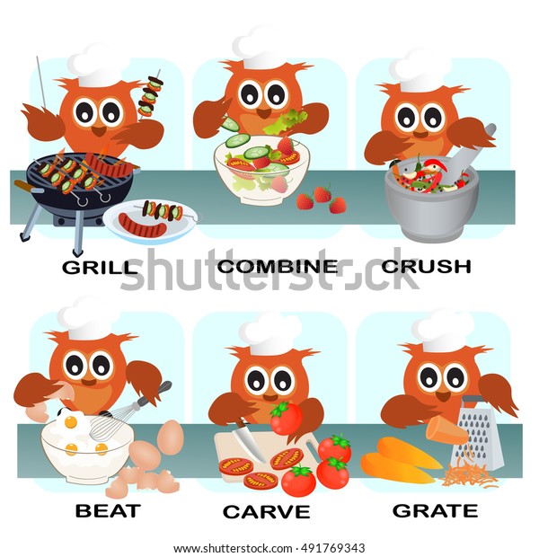 Verb Word Vector Background Preschoolverb Cook Stock Vector (Royalty ...