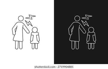 Símbolo de abuso verbal e grito agressivo, vetor de arte de linha minimalista para consciência de violência doméstica, proteção infantil, conflito e relacionamento tóxico