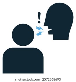 Verbal abuse icon vector illustration. Minimalistic design representing conflict, emotional abuse and communication issues. social awareness campaigns, and educational content.