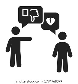 Verbal bullying black glyph icon. Harassment, social abuse and violence. Isolated vector element. Outline pictogram for web page, mobile app, promo.