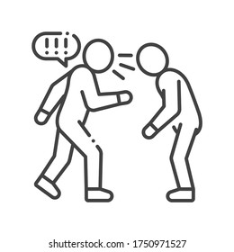 Verbal bullying black line icon. Harassment, social abuse and violence. Sign for web page, mobile app, button, logo. Editable stroke