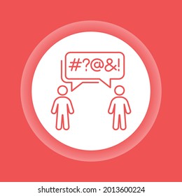 Verbal bullying color button icon. Harassment, social abuse and violence. Isolated vector element. Outline pictogram for web page, mobile app, promo