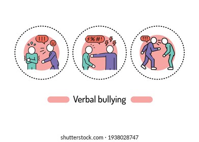 Verbal bullying color line icon. Social violence Pictogram for web page, mobile app, promo. Editable stroke.