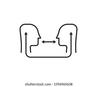 verbal interaction or linear empathy logo. concept of support therapy or psychoanalysis and sympathy for people. flat stroke minimal care logotype graphic art design isolated on white background