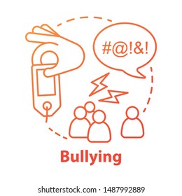 Verbal and social bullying concept icon. Harassment, social abuse and violence idea thin line illustration. Antisocial aggressive behaviour. Vector isolated outline drawing