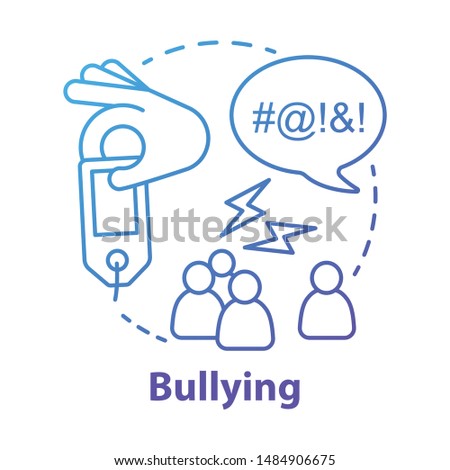 Verbal and social bullying concept icon. Harassment, social abuse and violence idea thin line illustration. Antisocial aggressive behaviour. Vector isolated outline drawing