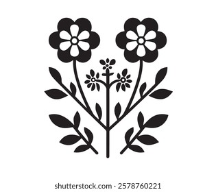 Verbena with leafs silhouette style icon vector 