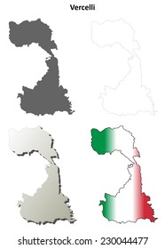Vercelli blank detailed outline map set
