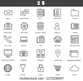 Vercor simple line icons for web app and software. Basic shares and most used icon
