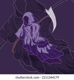 verctor grim reaper outline illustration,  for logo gamer and streamer