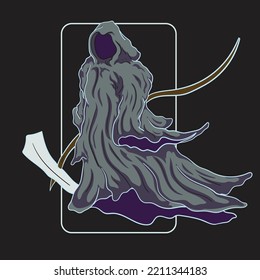 verctor grim reaper outline illustration,  for logo gamer and streamer