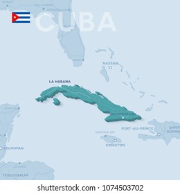 Verctor Map of cities and roads in Cuba.
