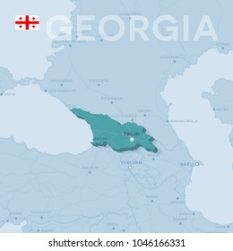 Verctor Map of cities and roads in Georgia.