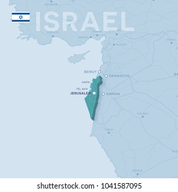 Verctor Map of cities and roads in Israel.