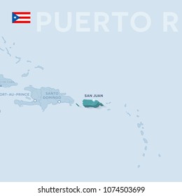 Verctor Map of cities and roads in Puerto Rico.