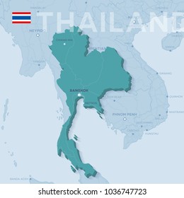 Verctor Map of cities and roads in Thailand.