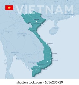 Verctor Map of cities and roads in Vietnam.