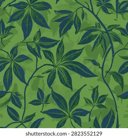Verdant Botanical Leaves Seamless Vector Pattern