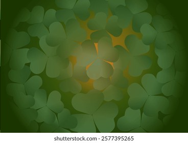 Verdant clover cluster glowing softly, golden light emerging