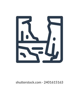 Verdant Gorge Vector Icon Illustration for Deep Canyon Views