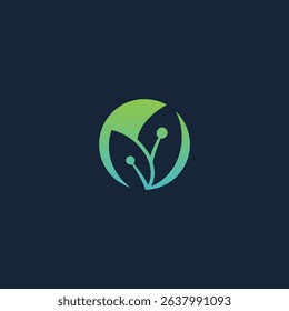 Verdant leaves within a vibrant circle