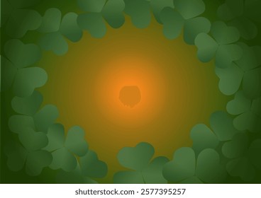 Verdant shamrocks surrounding vibrant orange core against textured surface