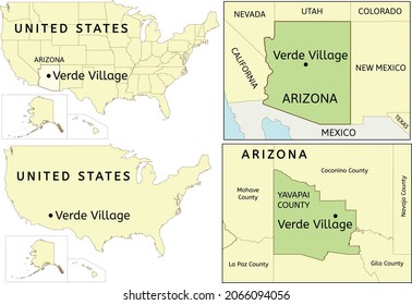 Verde Village census-designated place  location on USA, Arizona state and Yavapai County map