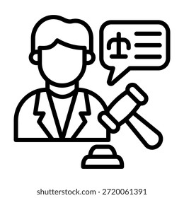 Ilustración vectorial de estilo de línea de icono de veredicto