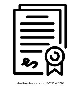 Verdict icon. Outline verdict vector icon for web design isolated on white background