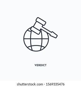 verdict outline icon. Simple linear element illustration. Isolated line verdict icon on white background. Thin stroke sign can be used for web, mobile and UI.