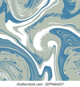 Verdigris sea blue colors  Repeat Creative Graphic Illustration Seamless  Paint Ink. White Repeat Liquid  Effect.  Seamless Fabric Vector Texture. Repeat Oil. Spring summer colours  trendy 2023