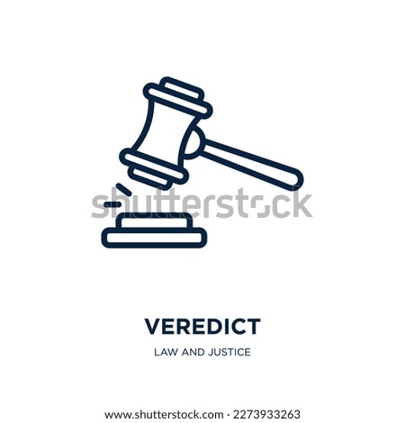 veredict icon from law and justice collection. Thin linear veredict, law, hammer outline icon isolated on white background. Line vector veredict sign, symbol for web and mobile