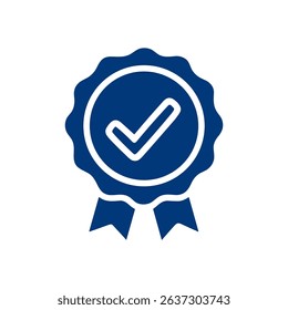 Verification badge depicting assurance and completion icon illustration element