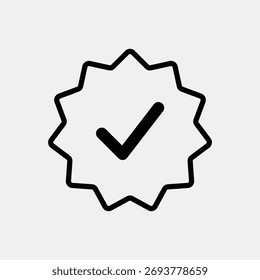 Ícone de selo de verificação isolado no plano de fundo. Símbolo de aprovação moderno, simples, vetor, ícone para design de site, aplicativo móvel, ui. Ilustração de vetor