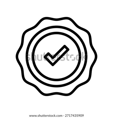 Verification Badge Line Icon, Outline Symbol for Identity Proof, Trust Seal, Quality Guarantee, Security Auth, and Official Certification. Vector Sign Icon.
