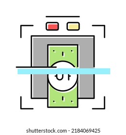 verificación de billetes para el vector de iconos de color de autenticidad. verificación de los billetes para su autenticidad. ilustración de símbolo aislado