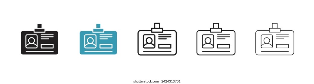 Juego de iconos del vector de la tarjeta de verificación. Símbolo vector de identificación de identificación de pertenencia para el diseño de la interfaz de usuario.