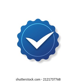 Verification, check mark badge on white background, vector icon