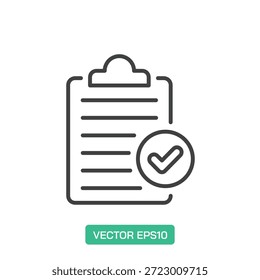 Ícone da área de transferência de verificação. Vetor de ícone de linha fina