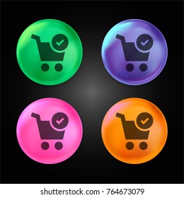 Verification crystal ball design icon in green - blue - pink and orange.